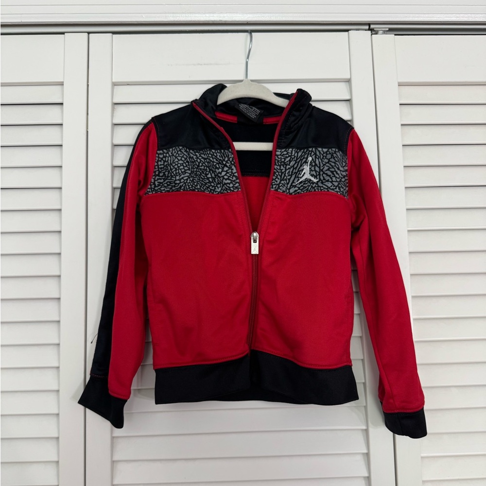 Jordan Red and Black Zip-Up Full Zip Track Jacket for Baby Boy Toddler Sz 3T
